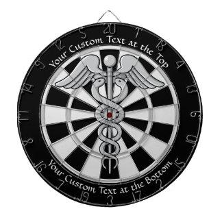 Golden Double Snake Caduceus with Custom Text Dart Dartboard