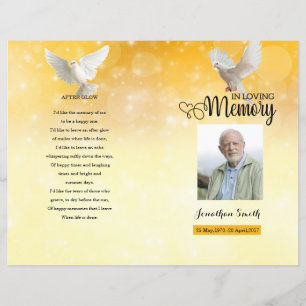 Golden & dove Funeral Program template