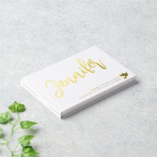 Golden Dove Name in Script White Memorial Guest Book