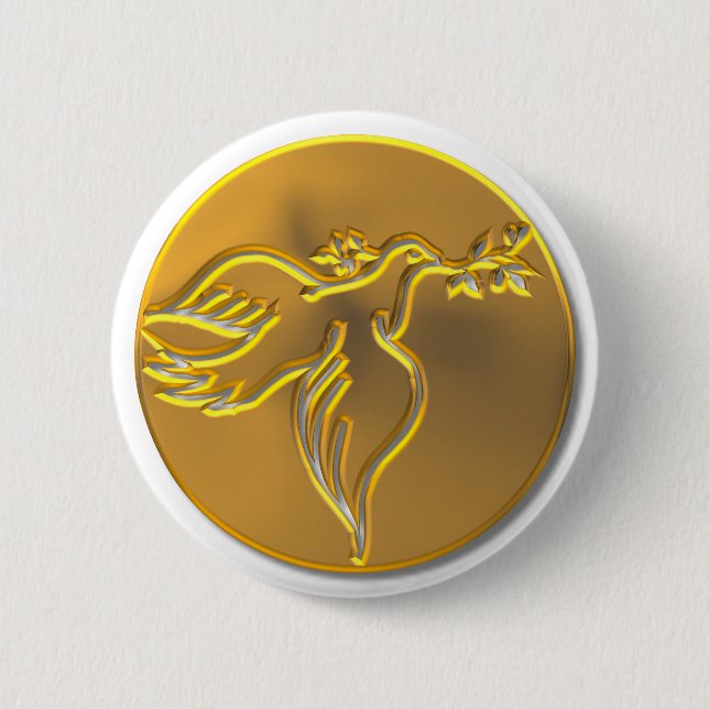 Golden Dove of Peace - Holy Spirit 6 Cm Round Badge (Front)