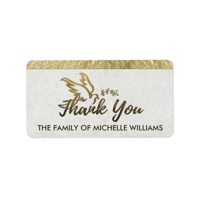 Golden Dove Thank You Sympathy Family Labels (Front)
