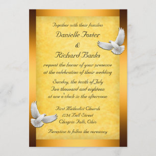 Golden Doves Wedding Invitation
