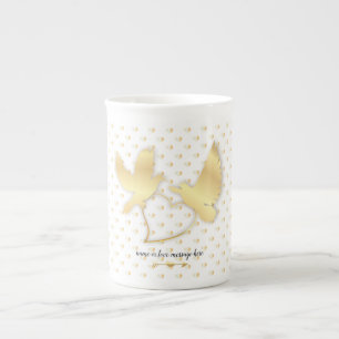 Golden Doves with a Golden Heart, Gentle Love Bone China Mug