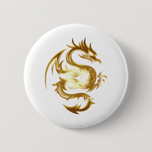 Golden Dragon 6 Cm Round Badge