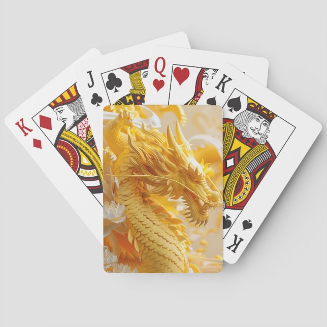 Golden Dragon Amid Auspicious Clouds Playing Cards (Back)