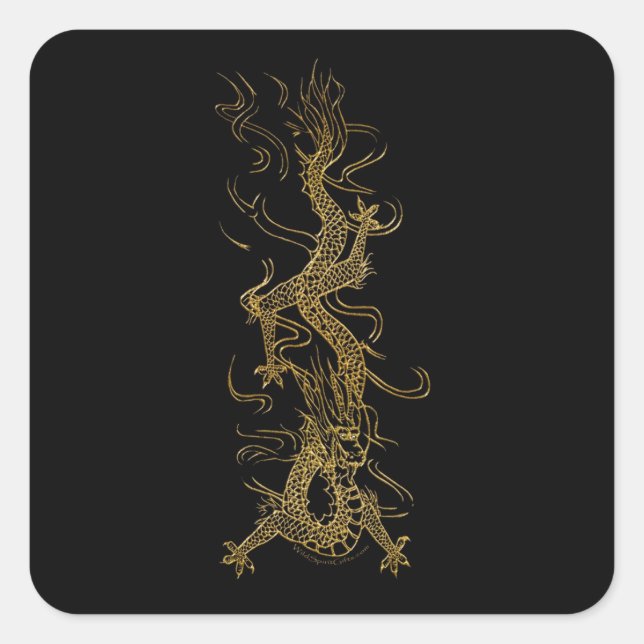 GOLDEN DRAGON Asian Art Sticker Series (Front)