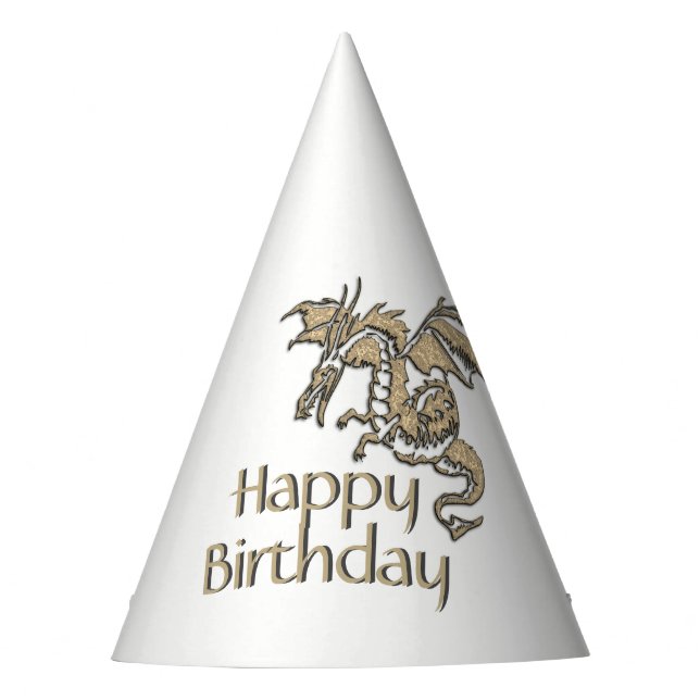 Golden Dragon Birthday Party Hat (Front)