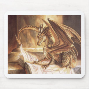 Golden Dragon Book Reading Mouse Mat