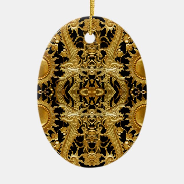 golden dragon ceramic tree decoration (Front)