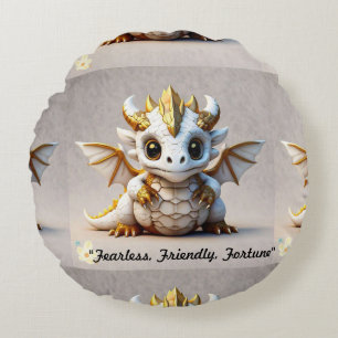 "Golden Dragon Charm" Round Cushion