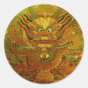 Golden dragon Chinese embroidery Ming dynasty Classic Round Sticker