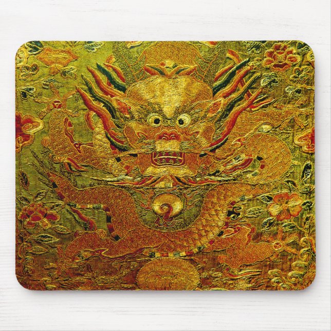 Golden dragon Chinese embroidery Ming dynasty Mouse Mat (Front)