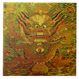 Golden dragon Chinese embroidery Ming dynasty Tile