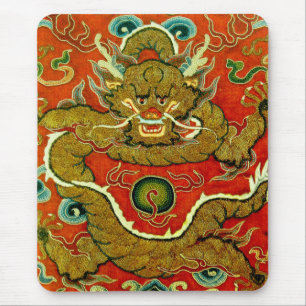 Golden dragon Chinese embroidery Qing dynasty Mouse Mat