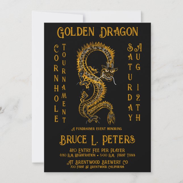 Golden Dragon Cornhole Tournament Fundraiser Event Invitation (Front)