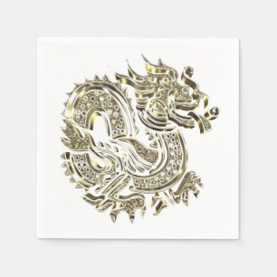 Golden Dragon Elegant  Faux Gold Foil Logo Napkin