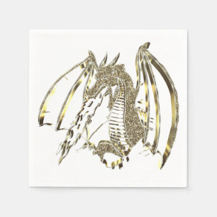 Golden Dragon Elegant Fire-breathing Dragon Napkin