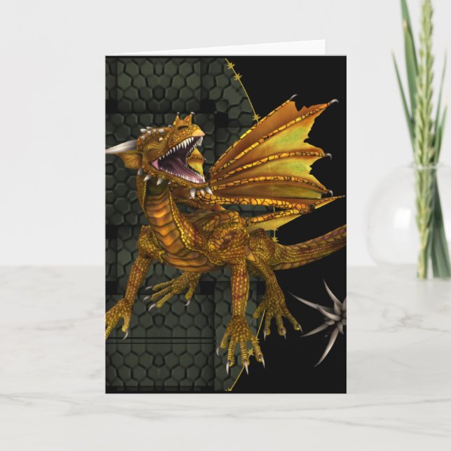 Golden Dragon Fantasy Blank Greeting Card (Front)