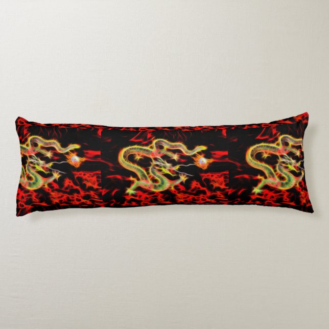 Golden Dragon Fire on Lucky Energy Body Cushion (Back)