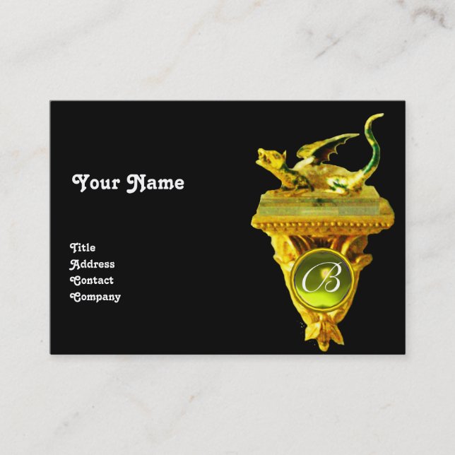 GOLDEN DRAGON GEM MONOGRAM,yellow topaz black Business Card (Front)