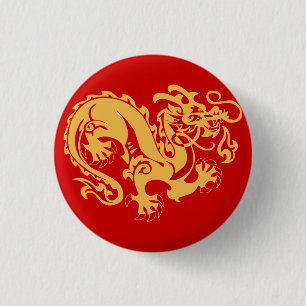 Golden Dragon Good Luck Button