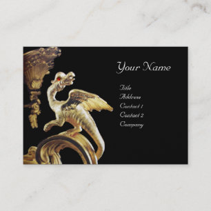 GOLDEN DRAGON IN BLACK Monogram Gold Metallic Business Card