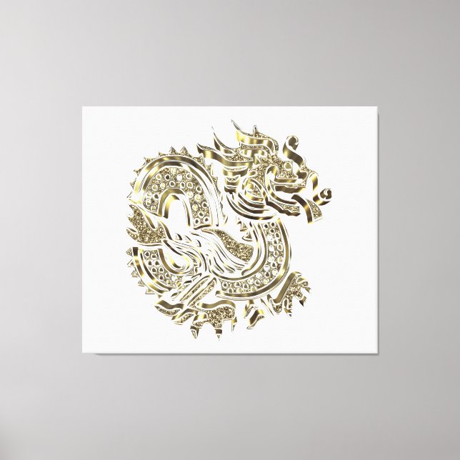 Golden Dragon Logo Elegant Decorative Canvas Print (Front)