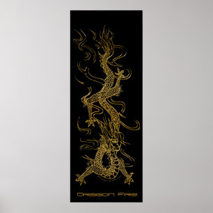 Golden Dragon Long Art Poster