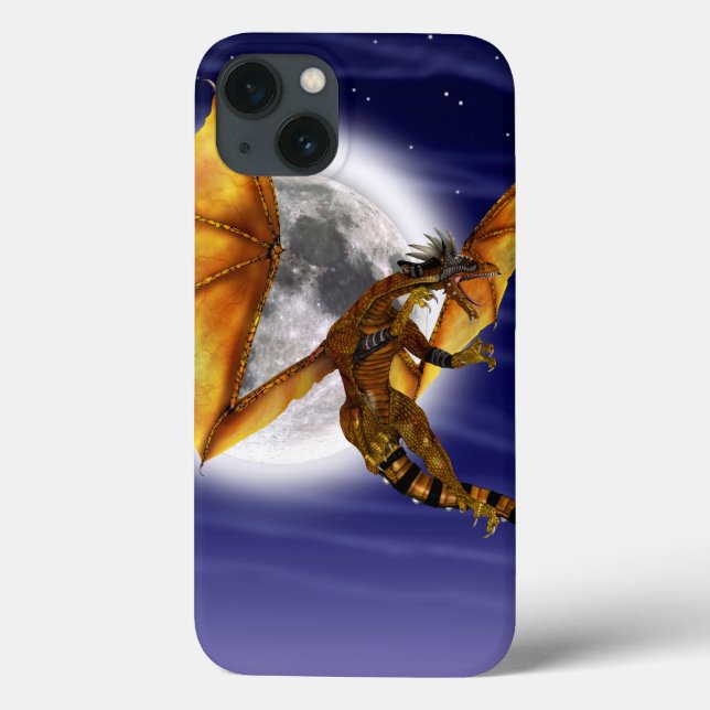 Golden Dragon Mythical Fantasy Creature Purple Sky Case-Mate iPhone Case (Back)