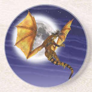 Golden Dragon Mythical Fantasy Creature Purple Sky Coaster