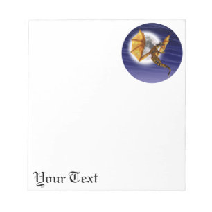 Golden Dragon Mythical Fantasy Creature Purple Sky Notepad