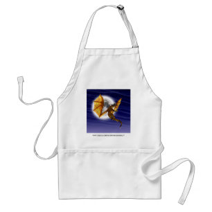 Golden Dragon Mythical Fantasy Creature Purple Sky Standard Apron