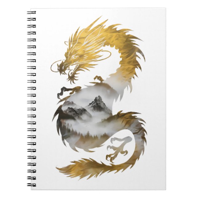 Golden Dragon Nebula Mystical elegance Notebook (Front)