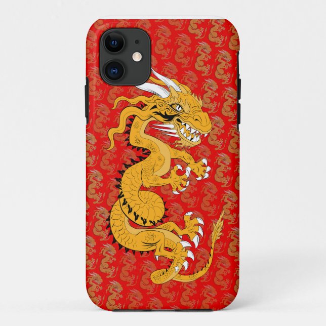 Golden Dragon on Red Case-Mate iPhone Case (Back)