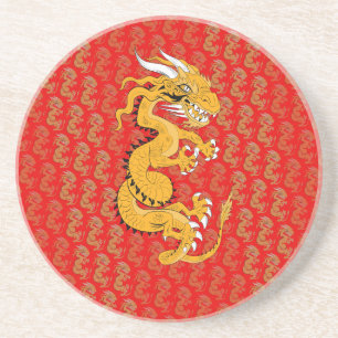 Golden Dragon on Red Coaster