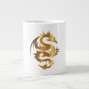 Golden Dragon on Royal Blue Large Coffee Mug