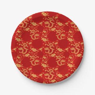 Golden dragon pattern  - Chinese Lunar year 2024 Paper Plate