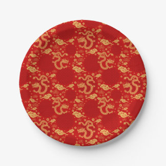 Golden dragon pattern  - Chinese Lunar year 2024 Paper Plate