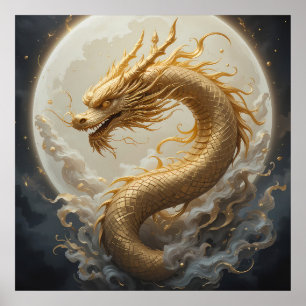 Golden dragon poster