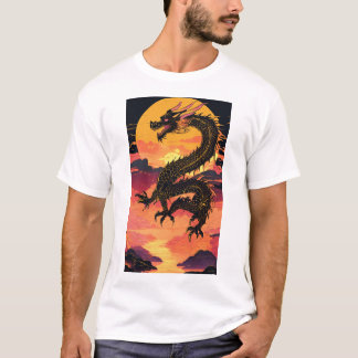 "Golden Dragon Rising: A Fusion of Tradition and V T-Shirt