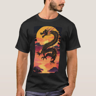 "Golden Dragon Rising: A Fusion of Tradition and V T-Shirt