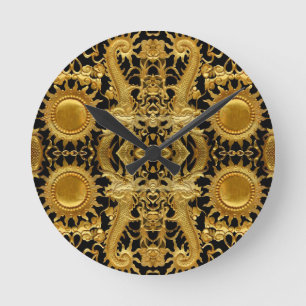 golden dragon round clock