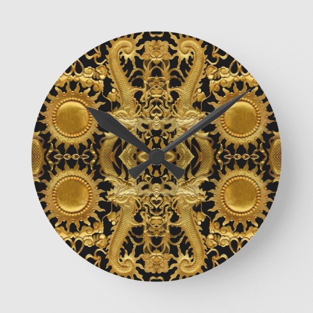 golden dragon round clock (Front)