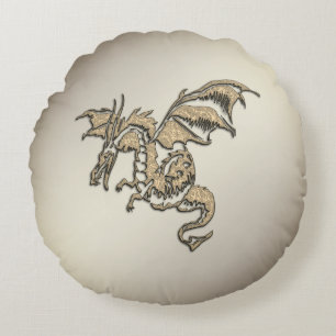 Golden Dragon Round Cushion