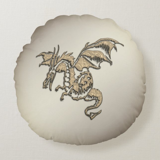 Golden Dragon Round Cushion (Front)