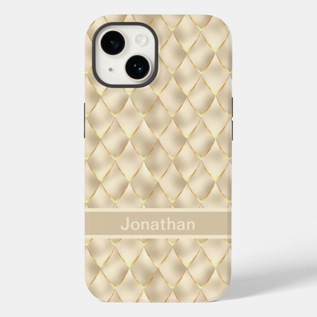 Golden Dragon Scales Fantasy Pattern with Name Case-Mate iPhone Case (Back)
