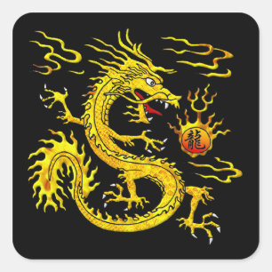 Golden Dragon Square Sticker