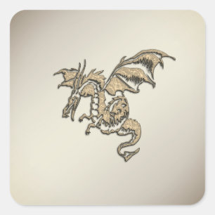 Golden Dragon Square Sticker