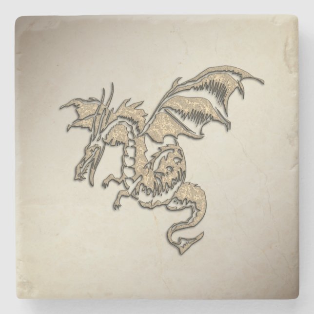 Golden Dragon Stone Coaster (Front)