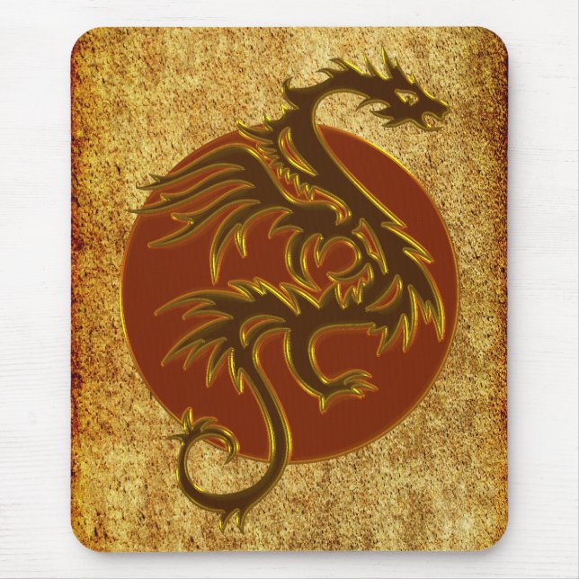 Golden Dragon Sun | antique style Mouse Mat (Front)
